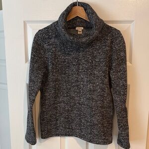 J. Crew Black & Gray Plaid Cowl Neck Sweater